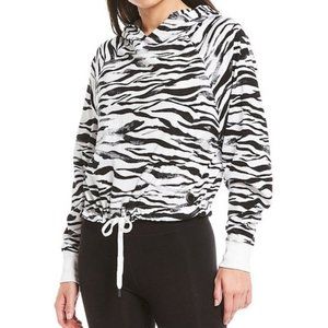 DKNY Sport Zebra Tie Front Cinched Hem Hooded XL